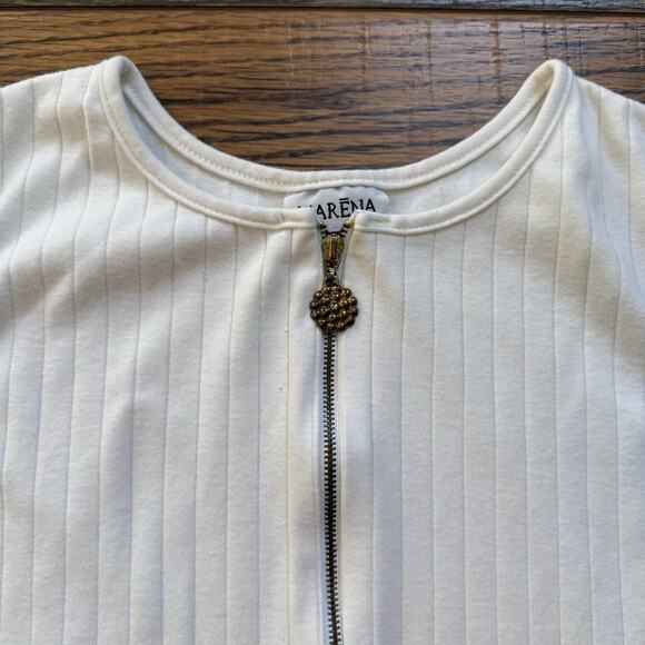 Vintage Marena Ribbed Zip Front Sleeveless Mini Dress White Size M Made in USA - Picture 3 of 9